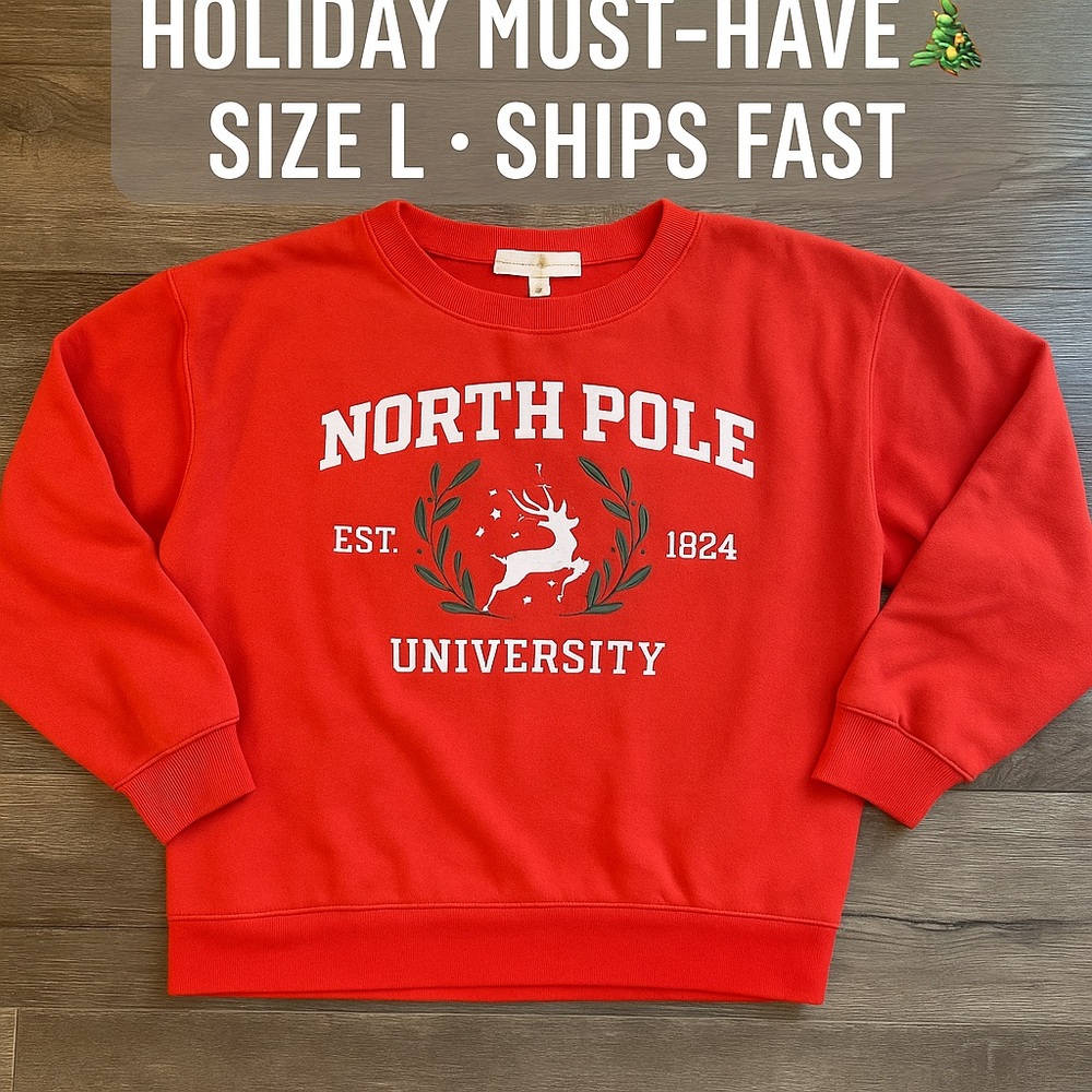 North Pole University Red Christmas Sweatshirt | State of Mine | Size L